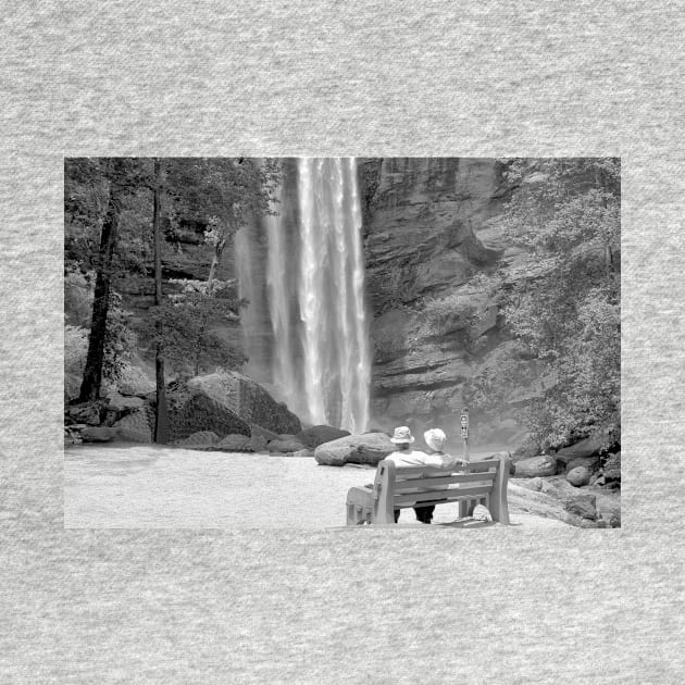 Couple at Toccoa Falls in black and White by Ckauzmann